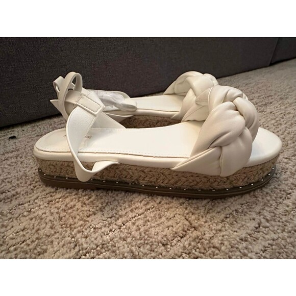 PrettyLittleThing Shoes - PrettyLittleThing White Espadrille Platform Sandals Summer Coastal Size 7 NWT